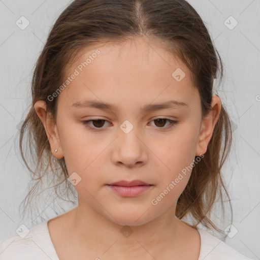 Neutral white child female with medium  brown hair and brown eyes