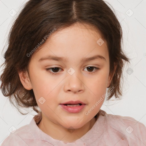 Neutral white child female with medium  brown hair and brown eyes