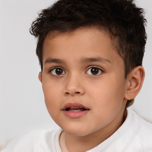 Neutral white child male with short  brown hair and brown eyes