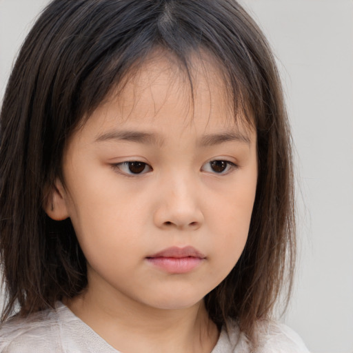Neutral white child female with medium  brown hair and brown eyes