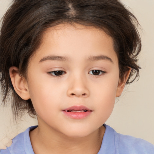 Neutral white child female with medium  brown hair and brown eyes