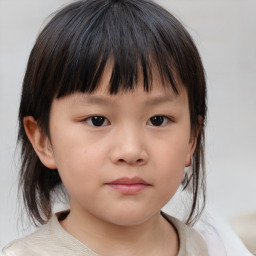 Neutral white child female with medium  brown hair and brown eyes