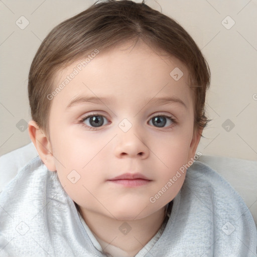 Neutral white child female with short  brown hair and brown eyes