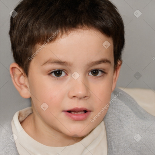 Neutral white child male with short  brown hair and brown eyes