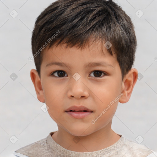 Neutral white child male with short  brown hair and brown eyes