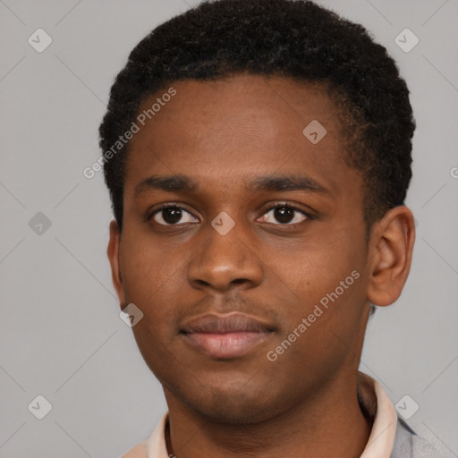 Neutral black young-adult male with short  brown hair and brown eyes