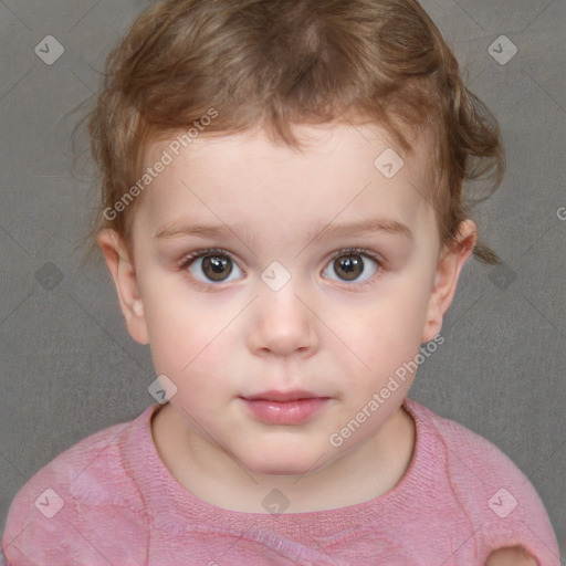 Neutral white child male with short  brown hair and brown eyes