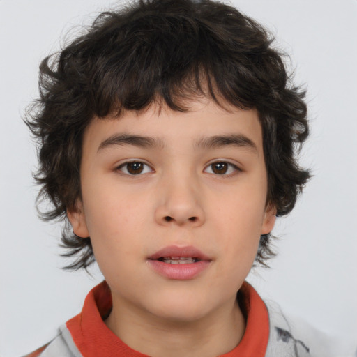 Neutral white child male with medium  brown hair and brown eyes