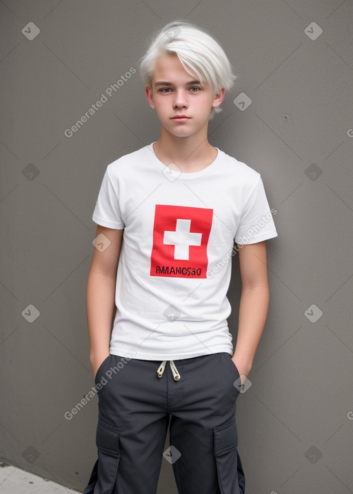 Swiss teenager boy with  white hair