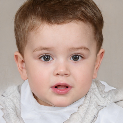 Neutral white child male with short  brown hair and brown eyes