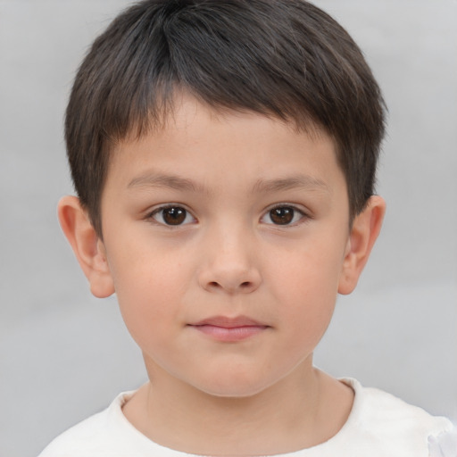 Neutral white child male with short  brown hair and brown eyes