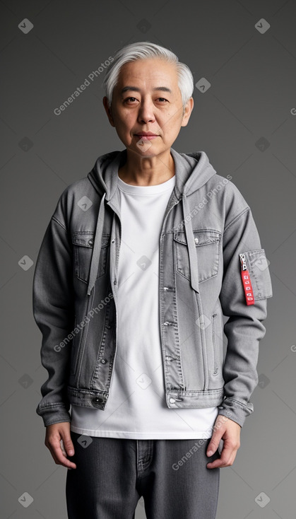 Japanese adult non-binary with  gray hair