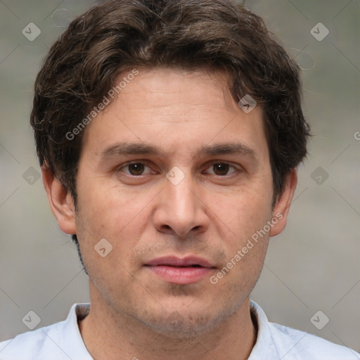 Neutral white adult male with short  brown hair and brown eyes