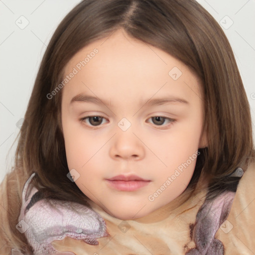 Neutral white child female with medium  brown hair and brown eyes