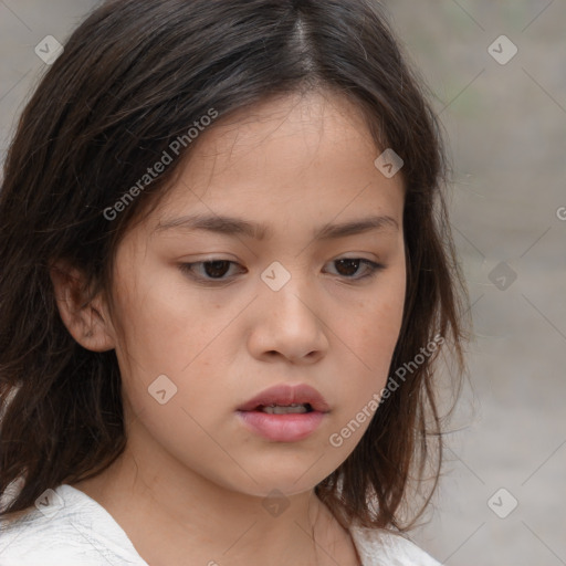 Neutral white child female with medium  brown hair and brown eyes