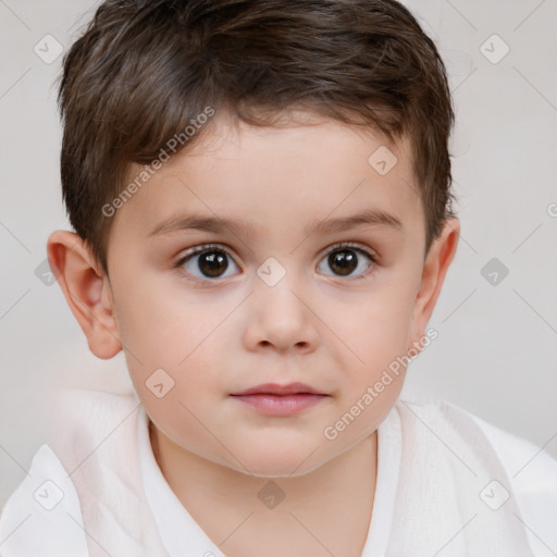 Neutral white child male with short  brown hair and brown eyes