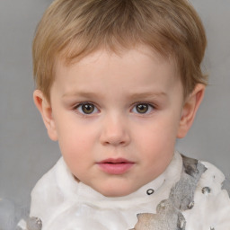 Neutral white child male with short  brown hair and grey eyes