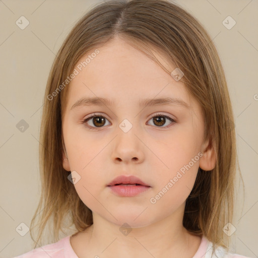 Neutral white child female with medium  brown hair and brown eyes