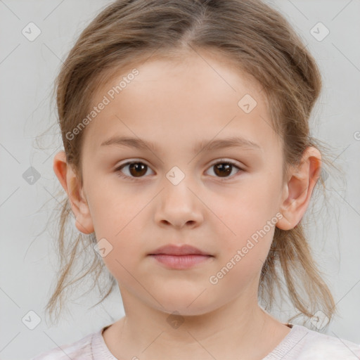 Neutral white child female with medium  brown hair and brown eyes