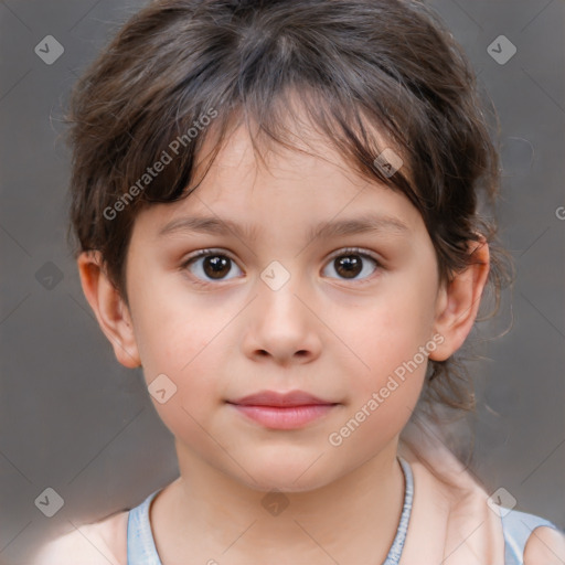 Neutral white child female with medium  brown hair and brown eyes