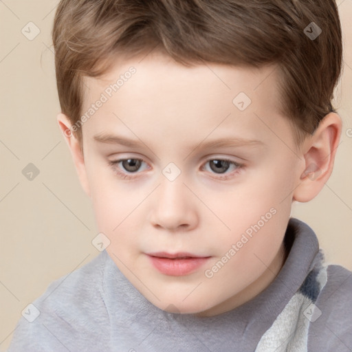 Neutral white child male with short  brown hair and brown eyes