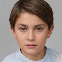 Neutral white child female with short  brown hair and brown eyes