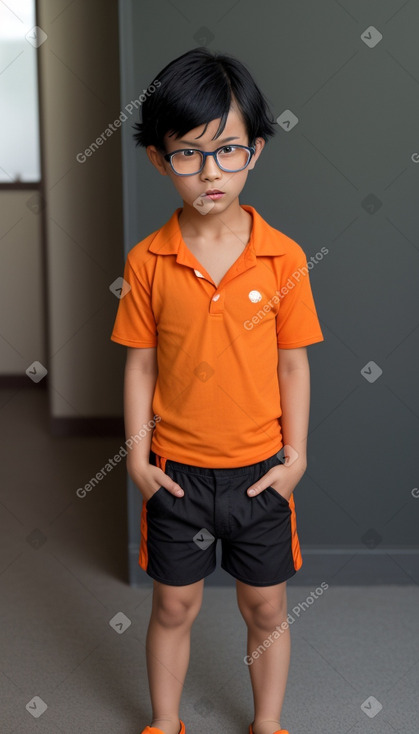 Mongolian child boy with  black hair