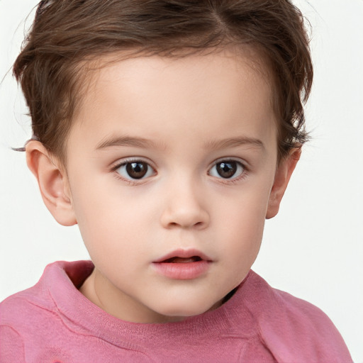 Neutral white child female with short  brown hair and brown eyes