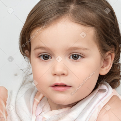 Neutral white child female with medium  brown hair and brown eyes