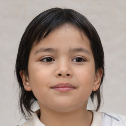 Neutral asian child female with medium  brown hair and brown eyes