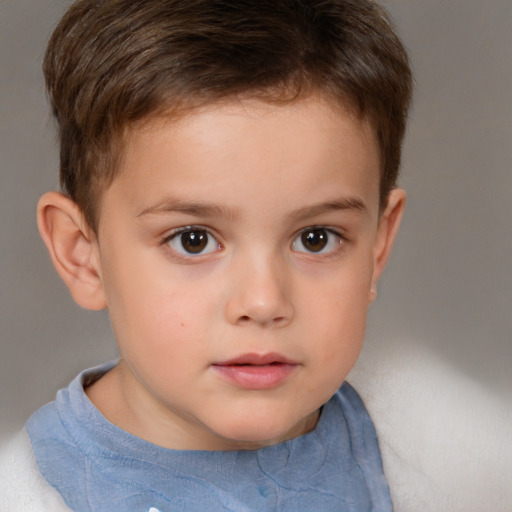 Neutral white child male with short  brown hair and brown eyes