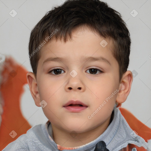 Neutral white child male with short  brown hair and brown eyes