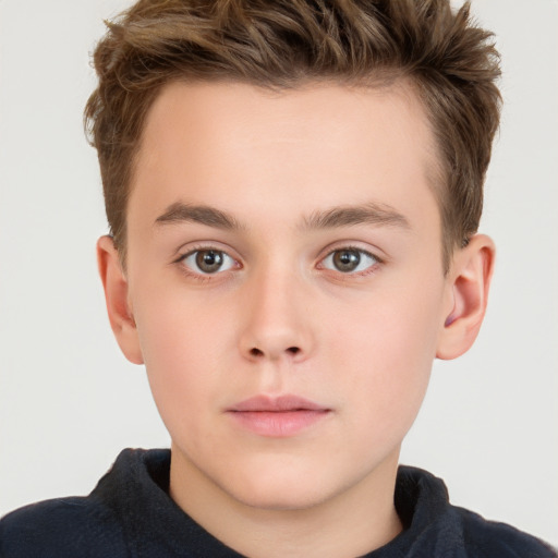 Neutral white child male with short  brown hair and brown eyes