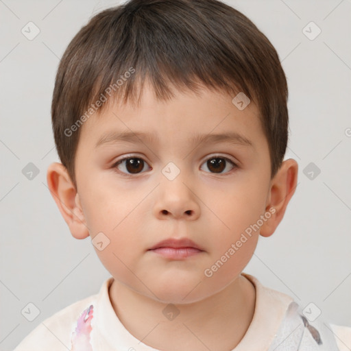 Neutral white child male with short  brown hair and brown eyes