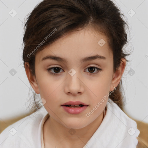 Neutral white child female with medium  brown hair and brown eyes