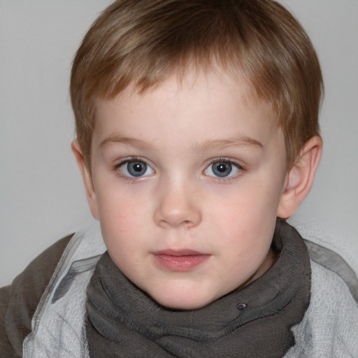 Neutral white child male with short  brown hair and blue eyes