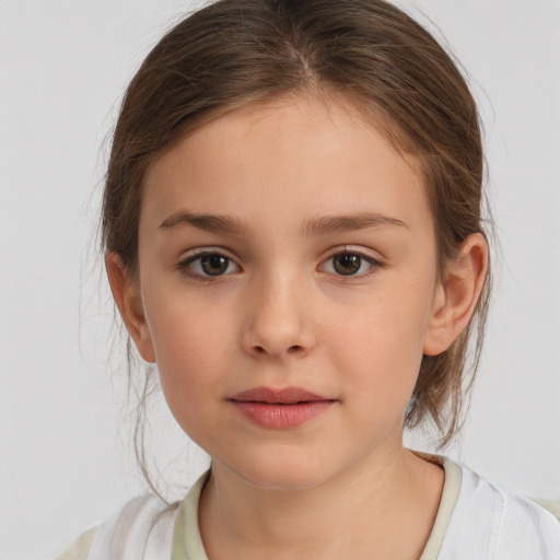 Neutral white child female with medium  brown hair and brown eyes