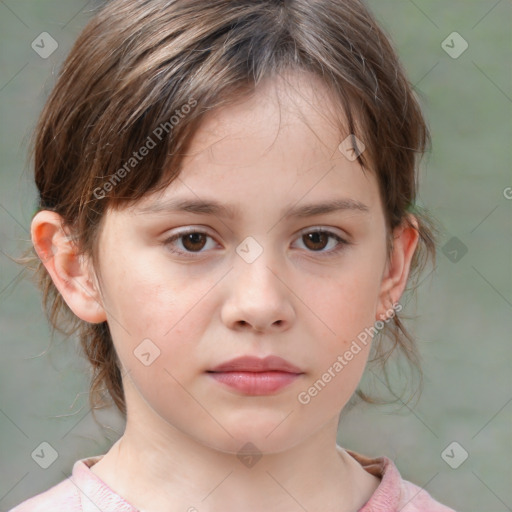 Neutral white child female with medium  brown hair and brown eyes