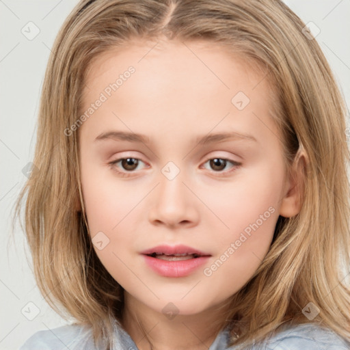 Neutral white child female with medium  brown hair and brown eyes