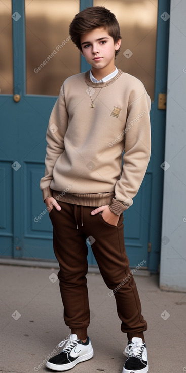 Argentine teenager boy with  brown hair