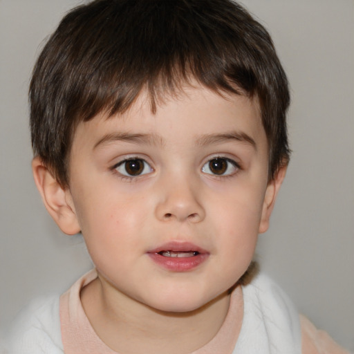 Neutral white child male with short  brown hair and brown eyes