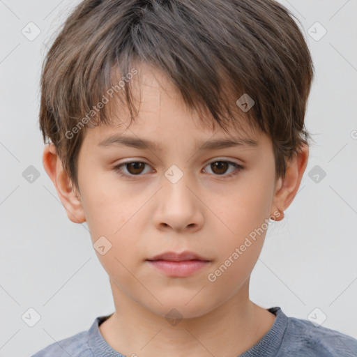 Neutral white child female with short  brown hair and brown eyes