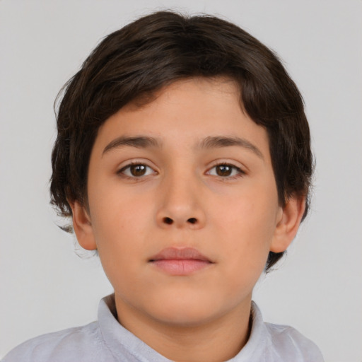 Neutral white child male with short  brown hair and brown eyes