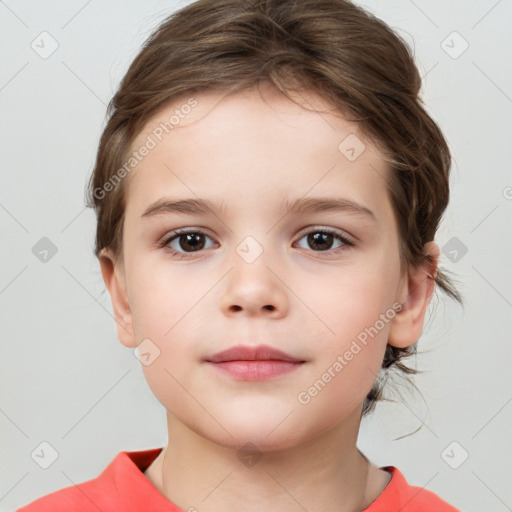 Neutral white child female with medium  brown hair and brown eyes