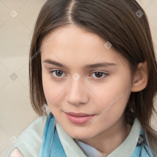 Neutral white child female with medium  brown hair and brown eyes