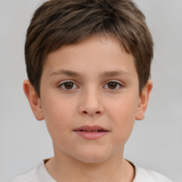 Neutral white child male with short  brown hair and brown eyes