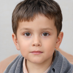 Neutral white child male with short  brown hair and brown eyes