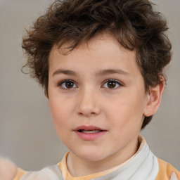 Neutral white child male with short  brown hair and brown eyes