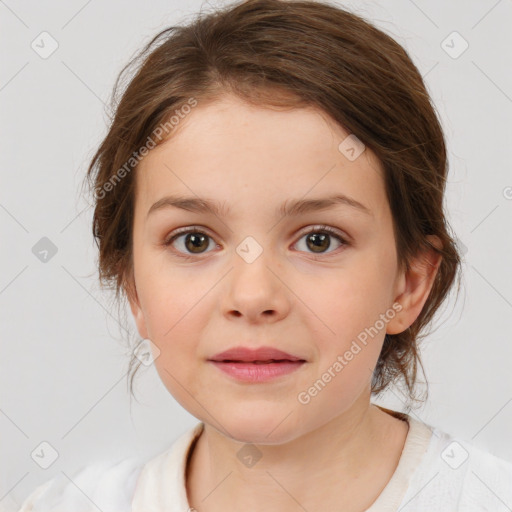 Neutral white child female with medium  brown hair and brown eyes