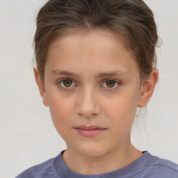 Neutral white child female with short  brown hair and brown eyes